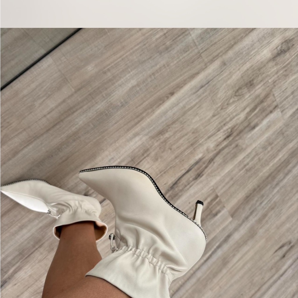 Coach Cream Heeled Boots with Black Trim